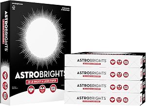 Astrobrights® Papier d'Impression & de Copie, 8,5 po x 11 po, 28 lb / 105 gsm, 97 Luminosité, Blanc, 5 rames de 300 Feuilles par Rame, 1 500 Feuilles par Carton (91738-01)