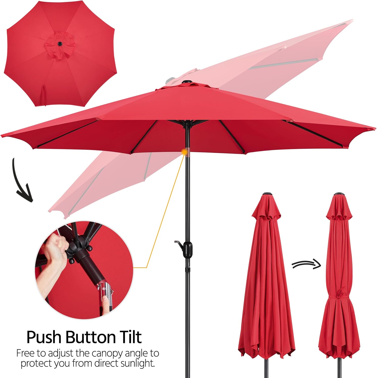 Yaheetech Patio Umbrella with Base Included, 7.5ft/9ft/10ft Outdoor Umbrellas for Patio with Base, Sunbrella Yard Sun Shade for Beach Pool Deck Beach