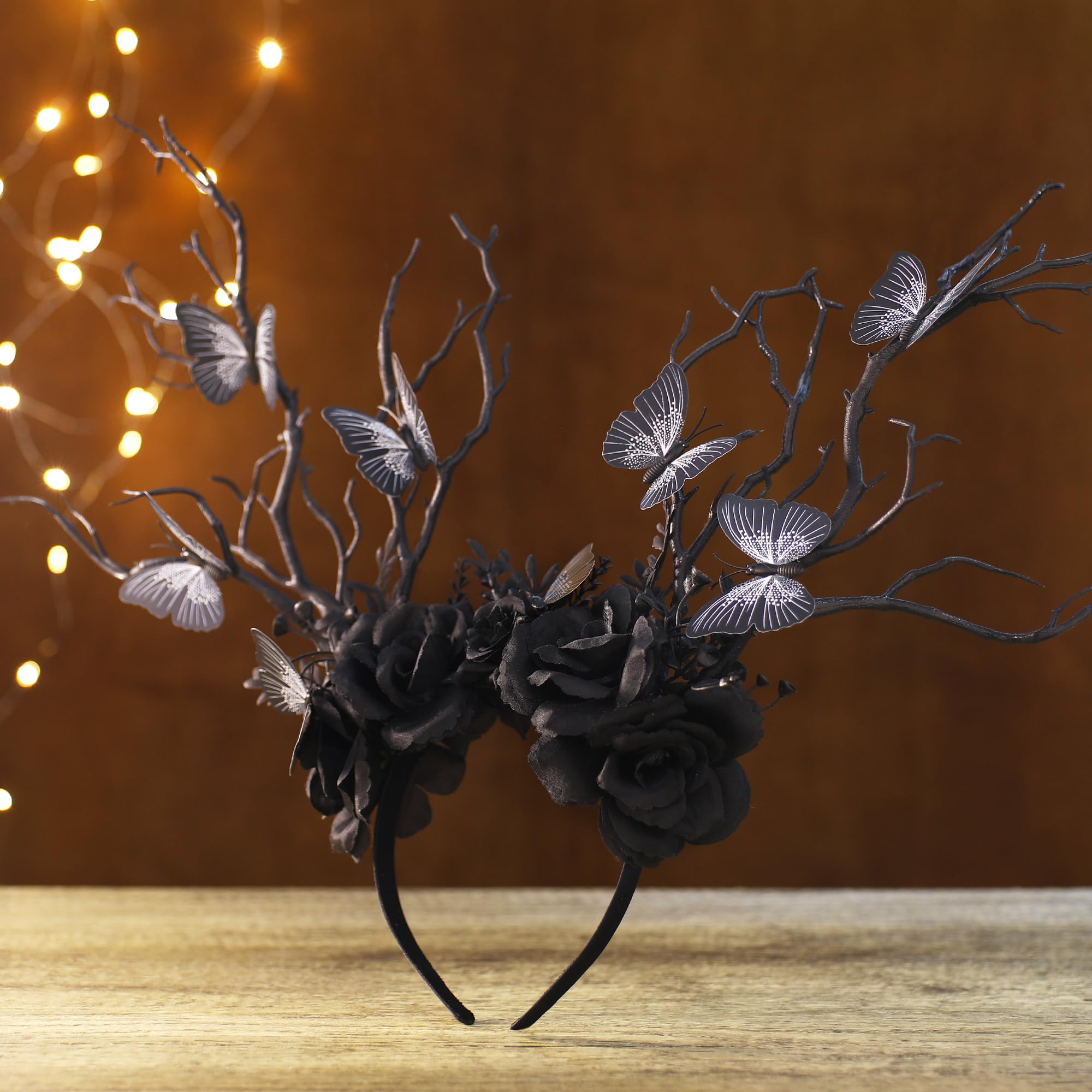 Black Butterfly Branch Headband Handcrafted Woodland Gothic Hair Accessory Amazon.com : MOSTORY Black Butterfly Branch Headband  main image 3
