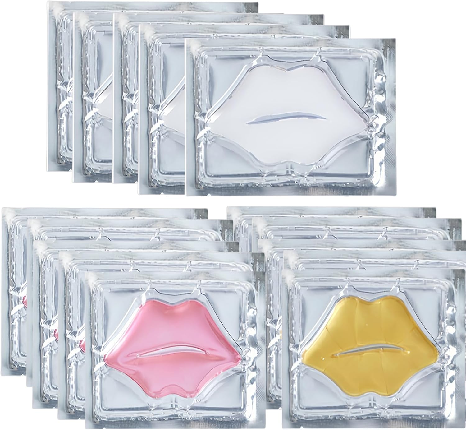 Lip Mask 15PCS Collagen Crystal Lip Mask Set, Deeply Hydrating, Nourishing & Anti-Wrinkle Treatment, Includes 3 Types of Plumping Gel Masks to Renew,Smooth & Rejuvenate Lips for a Fuller Look