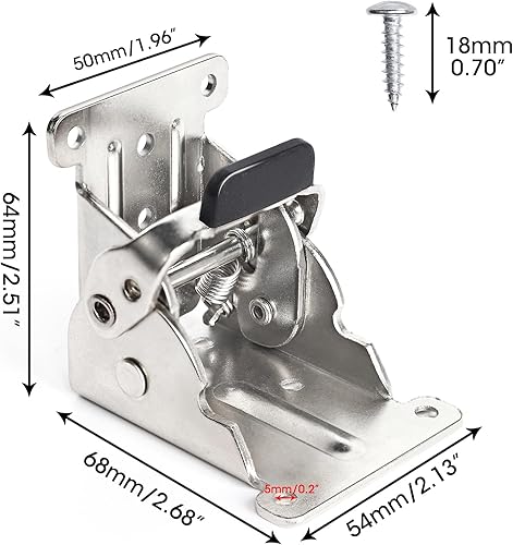 Miniatura 23 de Paquete de 4 bisagras de bloqueo para soportes de mesa plegables, soportes plegables de alta resistencia, bisagra plegable de bloqueo automático