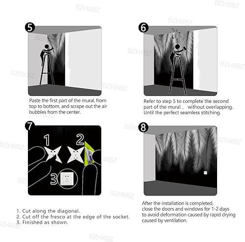 Miniatura 6 de papel pintado de hojas tropicales botánicas grises para dormitorio, murales de hojas de palma, planta para oficina, decoración moderna en blanco y