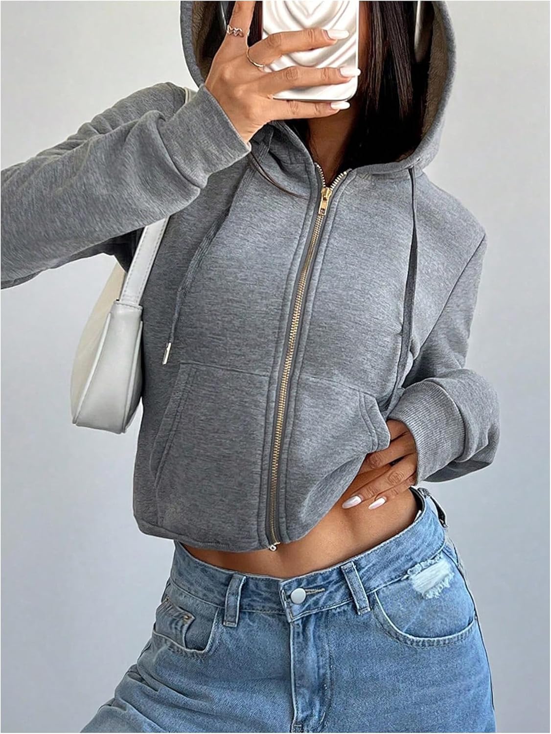 Verdusa Women's Zip Up Fleece Hoodie Long Sleeve Drawstring Hooded Thermal Sweatshirts - Image 3