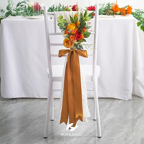 Miniatura 4 de HUIHUANG Cinta de satén de cobre de 2 pulgadas de ancho de doble cara para envoltura de ramo de flores, similar a la seda para manualidades,