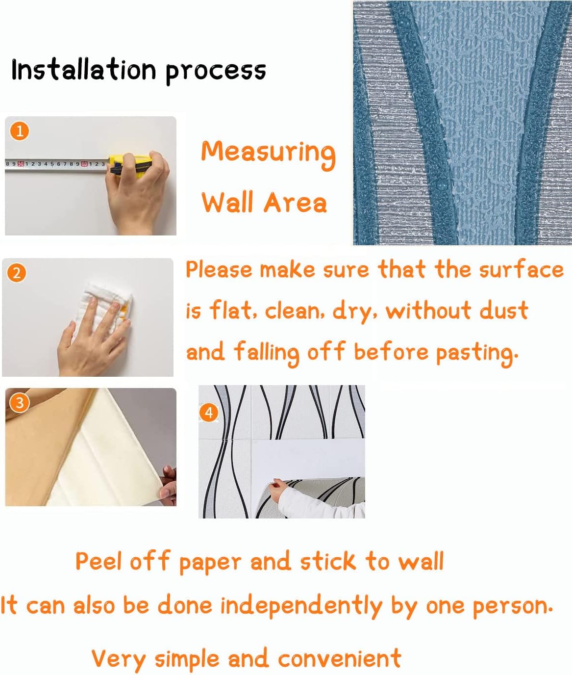 20 pcs 3D Wall Panels Peel and Stick, Thick Anti-Collision 3D Stereo Design Wallpaper Stick and Peel Self Adhesive Waterproof Foam Faux Brick Paneling for Bedroom, Bathroom, Kit(Size:20pcs,Color:blue)