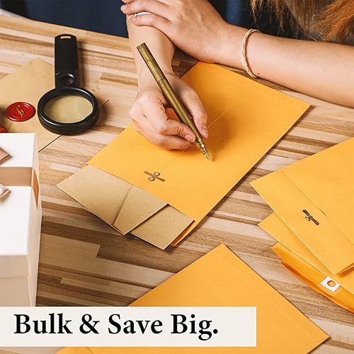 Vista 12 de Ctosree 300 sobres de manilla, sobres de cierre de papel kraft marrón a granel con cierre de cierre y sello engomado, papel pesado de 28 libras