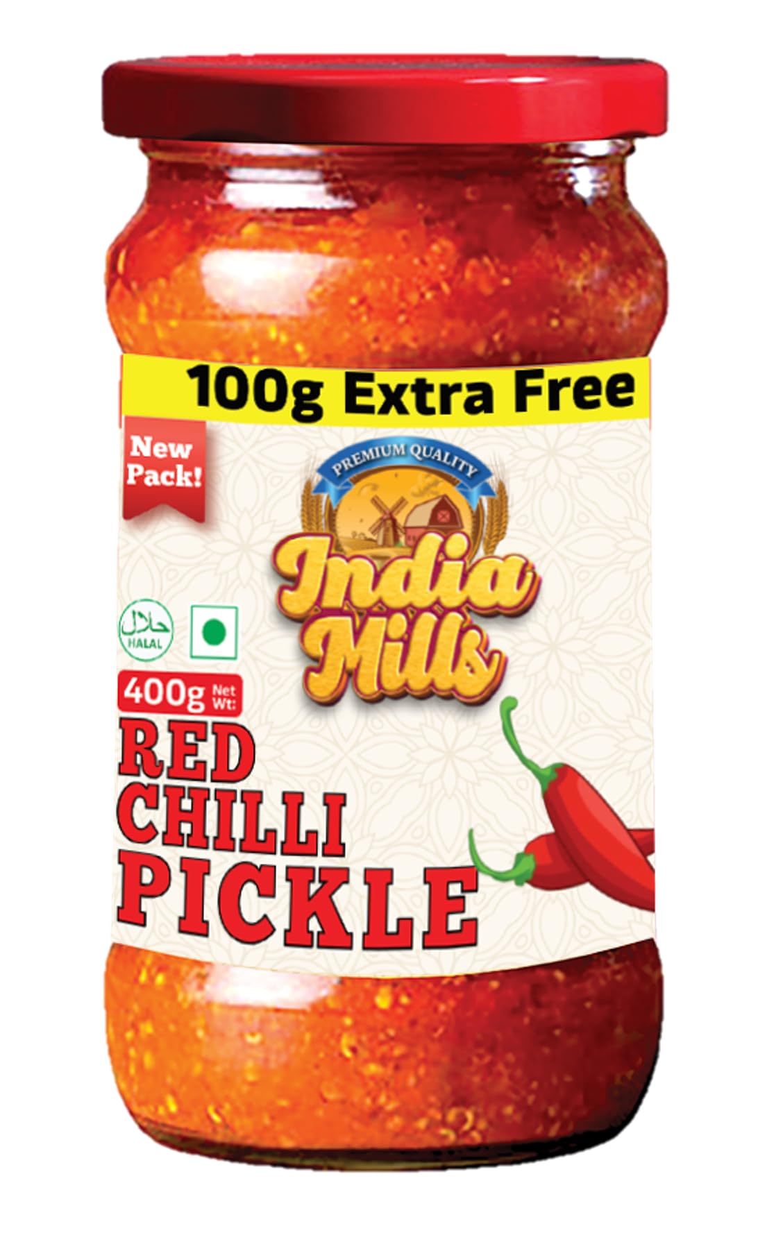 INDIA MILLS Red Chilli Pickle, 400 Gm