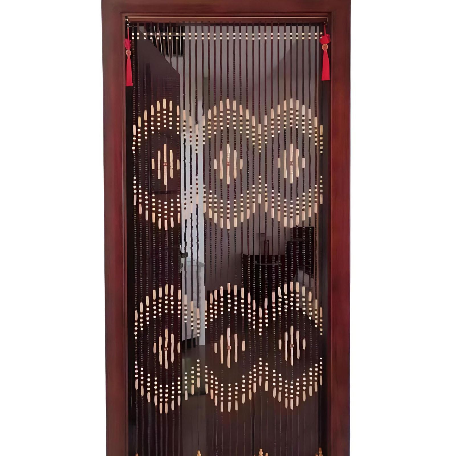 Eiauiuo One Color Wooden Bead Curtain Door With Insect Protection, Fly Screen Curtain For Balcony, Porch, Room Entrances, Hallways – Breathable Thread Curtain For Ventilation & Home Décor(80X180cm(31 Stränge))