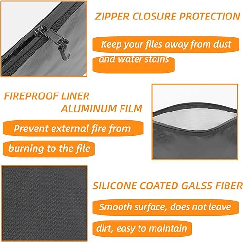 Miniatura 7 de Bolsa de documentos ignífuga, 11.41 x 8.46 pulgadas, bolsa de dinero ignífuga e impermeable con cremallera, bolsa de almacenamiento segura ignífuga