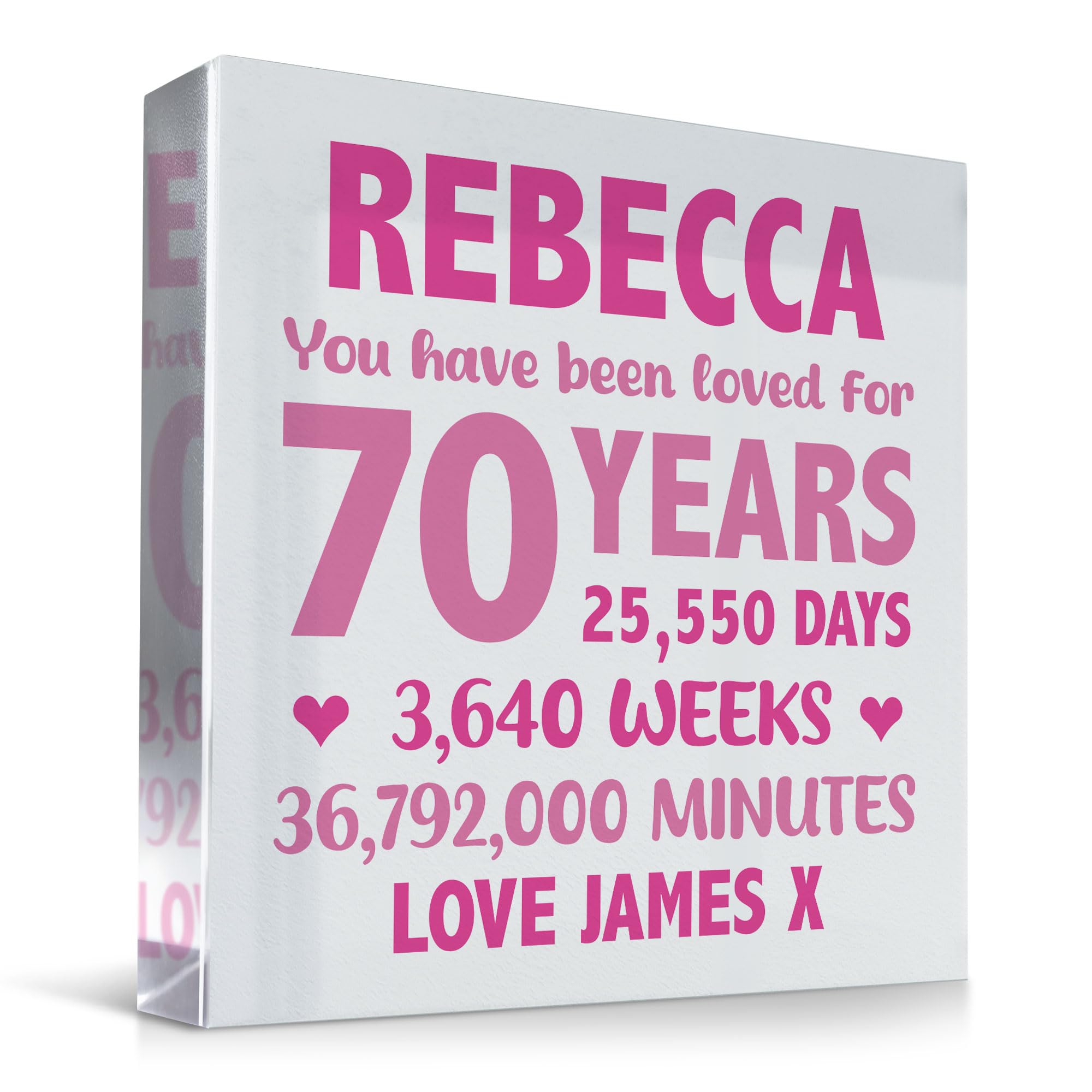 PERSONALISED 13th 16th 18th 21st 30th 40th 50th 60th 70th Birthday Gifts For Girls Her Women Standing Plaque Mum Daughter Auntie Sister Nan Gift Keepsake (70th Birthday)