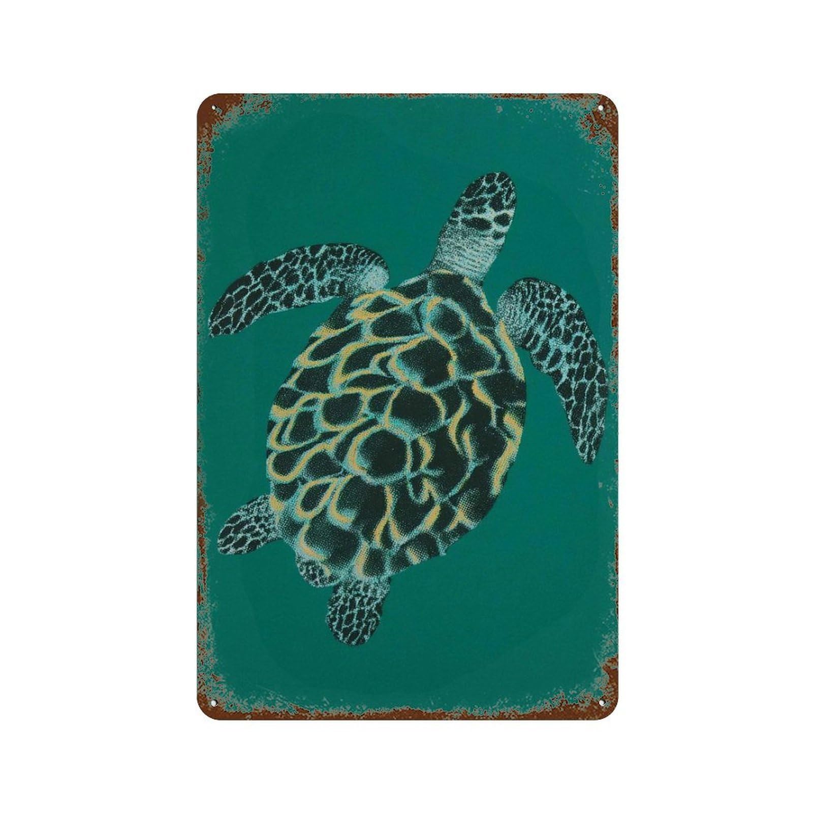 xiaoxiaoshen Sea Turtle Ocean Animal Minimalist Marine Life Coastal Beach House Nautical Styl Wall Decor Art Metal Tin Poster Modern Home Decor Art Home Bar Shop Decorations Vintage Sign 30x20cm