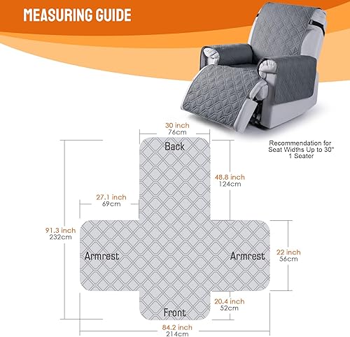 Miniatura 2 de VANSOFY Fundas 100% impermeables para sillas reclinables, funda antideslizante para sillas reclinables, protector de muebles con bolsillo, correas