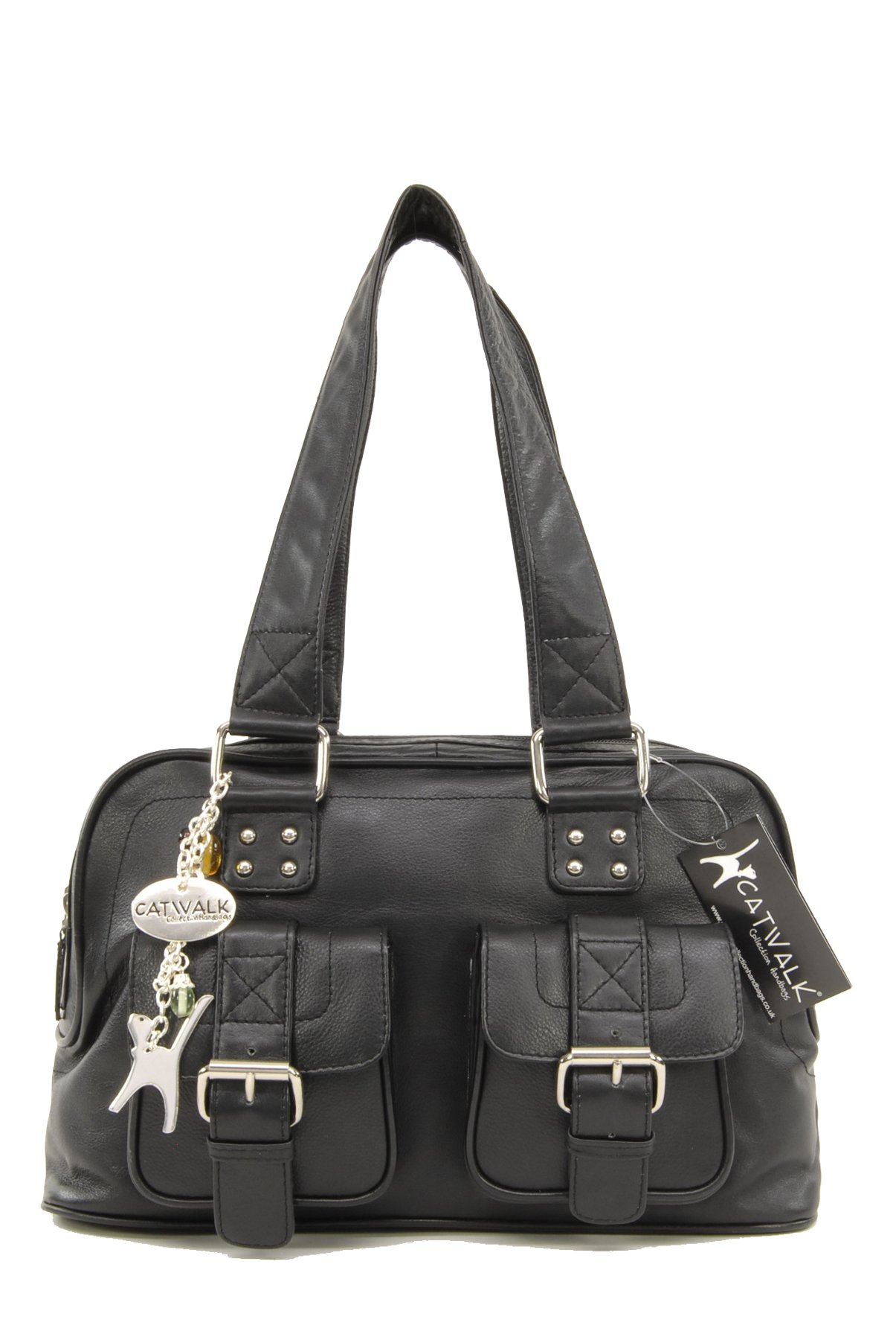 Catwalk Collection Handbags - Borsa a Spalla da Donna in Vera Pelle - Borsa a Mano da Giorno - Media - Caroline