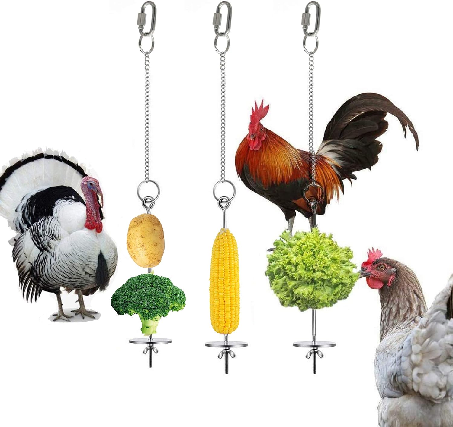 Chicken Veggies Skewer Fruit Holder for Hens Pet Chicken Vegetable Hanging Feeder Toy for Hens Large Birds
