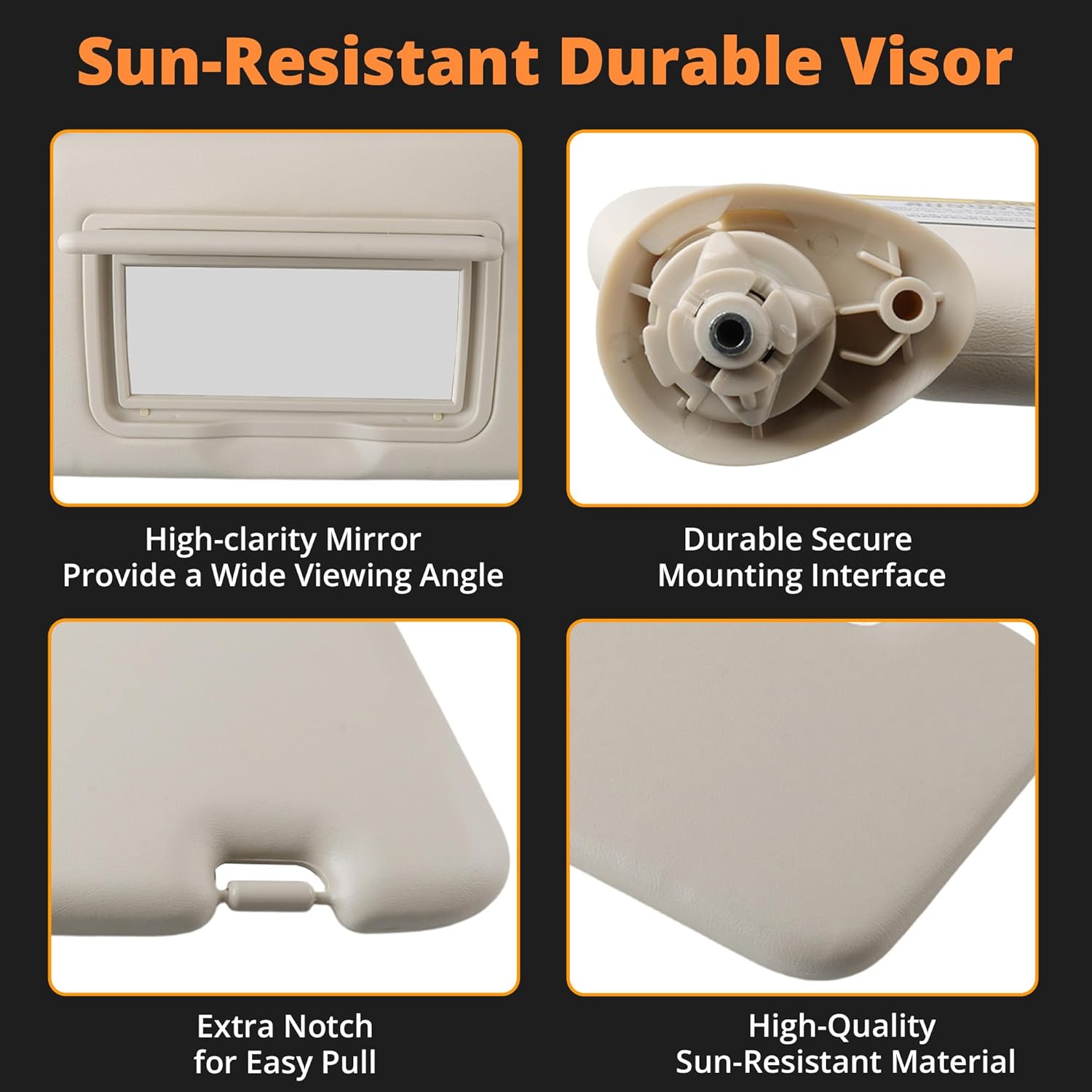 83280-T0A-A81ZA Left Driver Side Sun Visor with Vanity Mirror Replacement for Honda CR-V 2012-2014 Sunvisor Assy Grey Replace# 83280T0AA81ZA