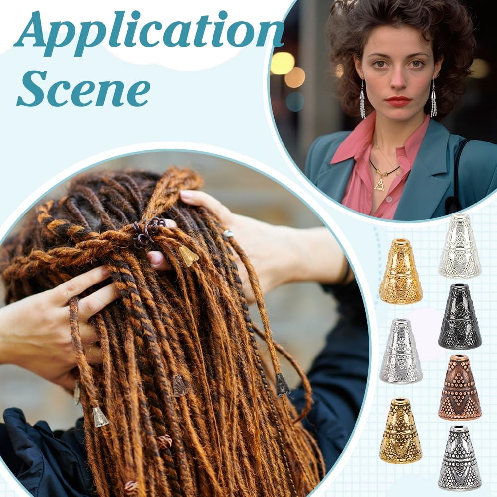 PH PandaHall 105pcs Cone Bead Caps Antique Spacer Beads, 7 Colors Vintage Tibetan Style Alloy Bead Caps Spacers Tassel End Cap for Earring Necklaces Keychain Jewelry Making DIY Crafts