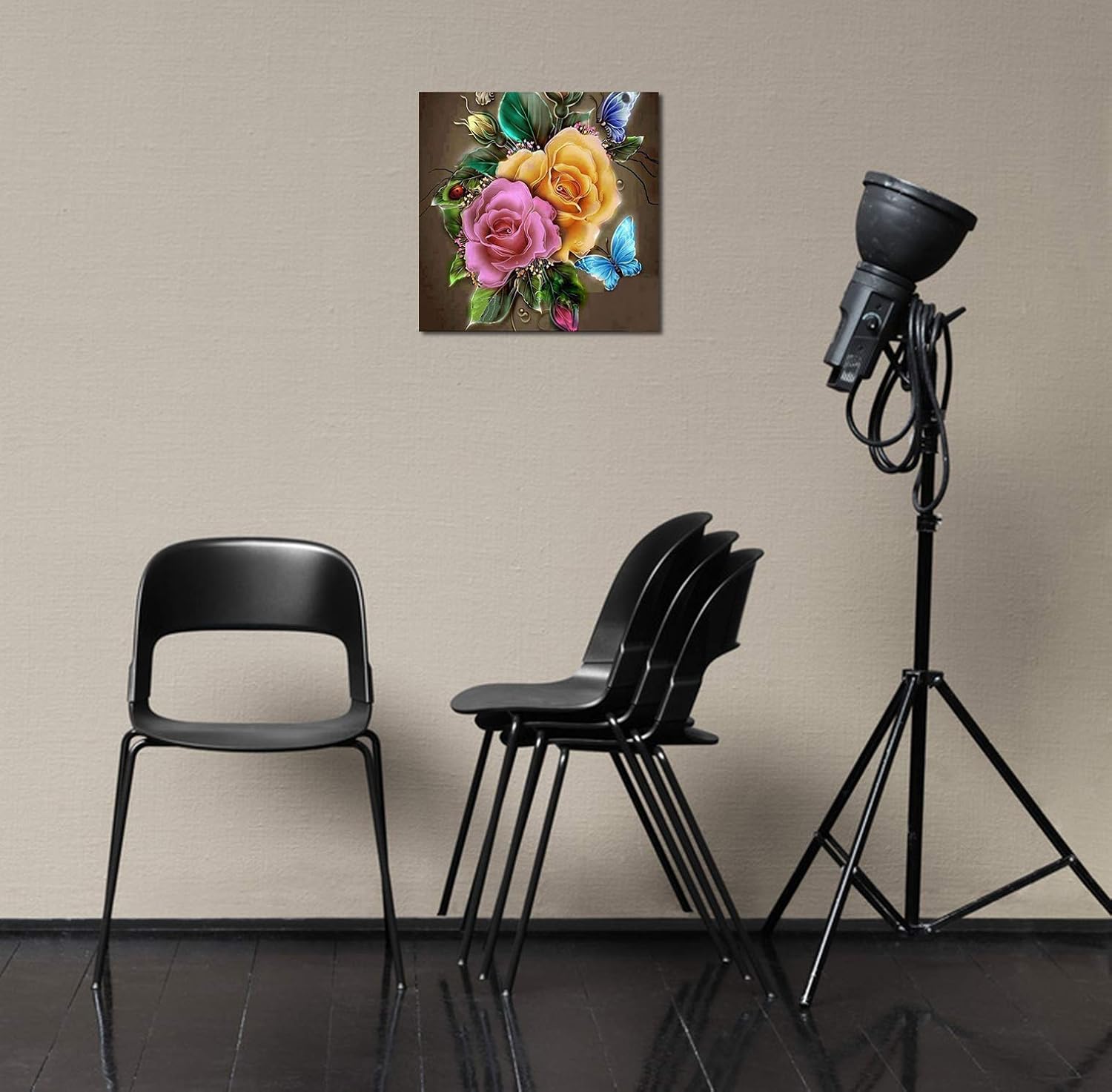 SuperDecor 5d Diamond Painting Full Drill by Number Kits Crystal Rhinestone Diamond Embroidery Paintings for Adults and Kids, Large Flowers 30x30cm