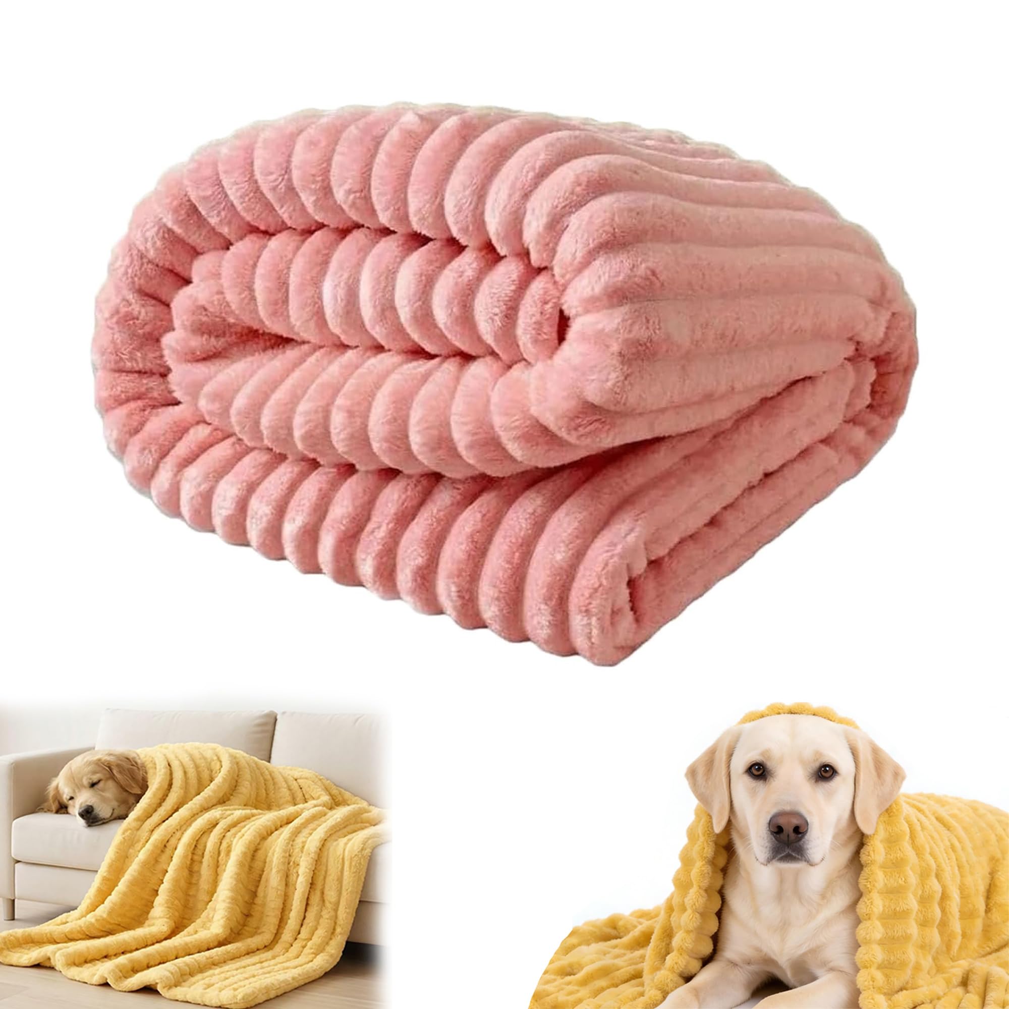 Dog Emotional Support Blanket Yellow, Yellow Dog Blanket, Soft Security Blanket for Pet Sofa Bed Seat (Pink,150 * 200cm/59.05 * 78.74in)