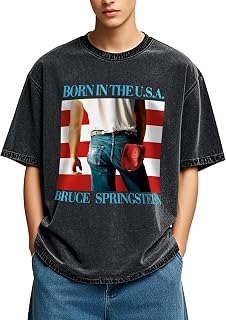 Bruce Rock Springsteens Adult 2025 Tour T-Shirt Vintage Washed Cotton Short Sleeve Tee Top for Music Lovers and Fans
