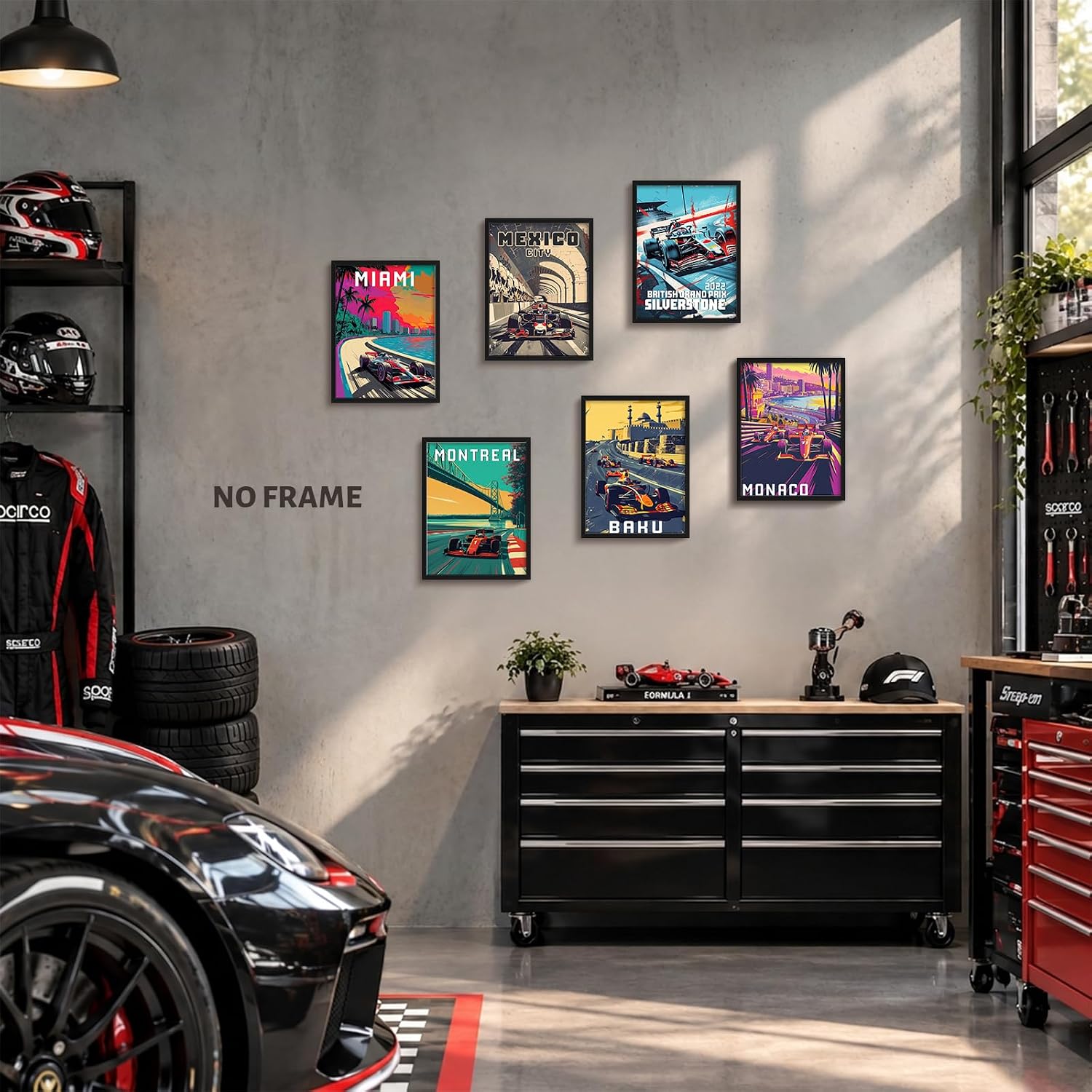 6 Pcs Car Poster F1 Race Car Wall Art for Room Aesthetic Men 8x10 In image 3