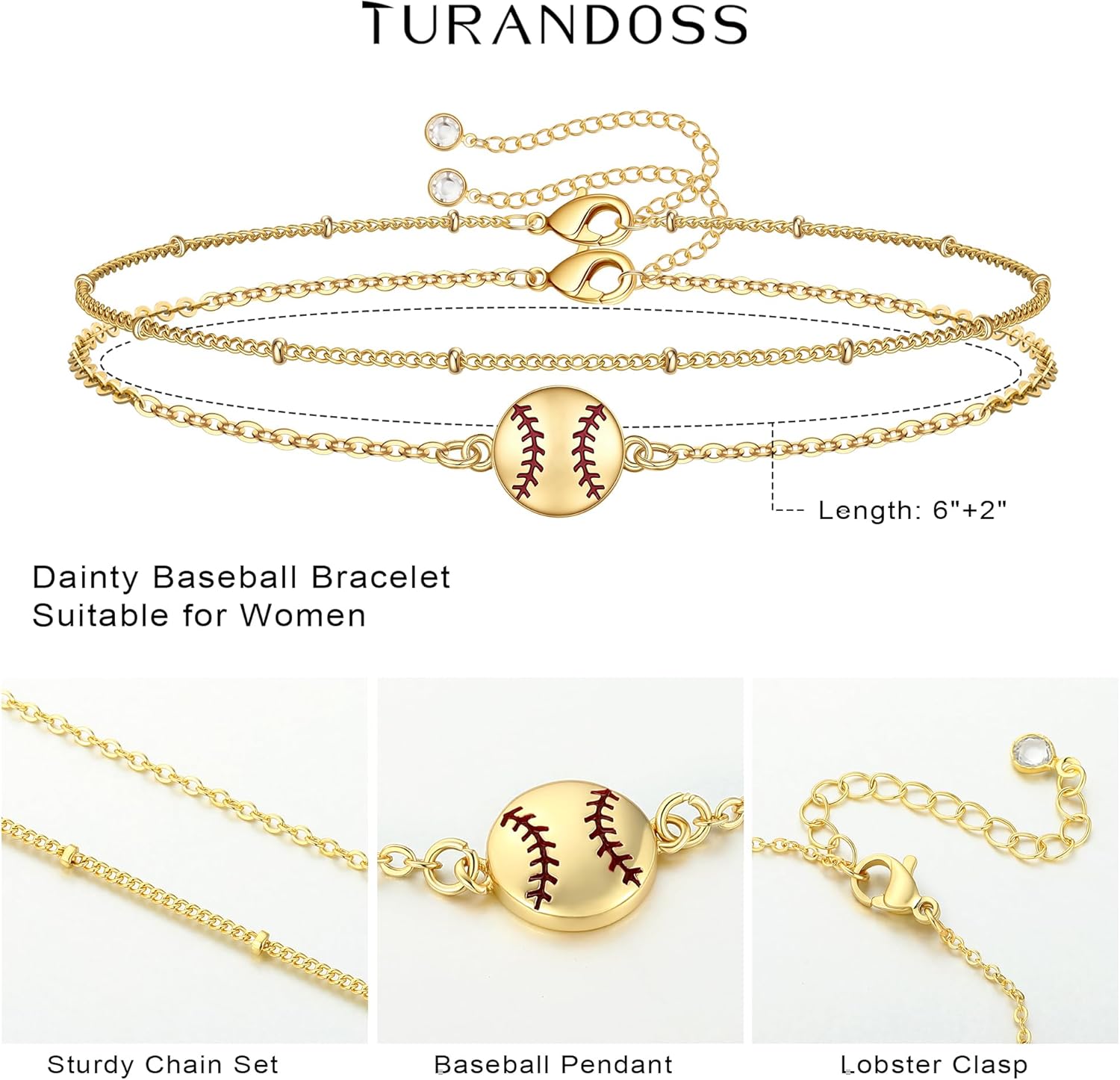 Trandoss Sport Bracelets for Women - Dainty 14K Gold Plated Soccer Football Tennis Bracelets for Women Basketball Volleyball Bracelet Baseball Pickleball Bracelet Gifts for Sports Lovers Fans Coach - Image 5