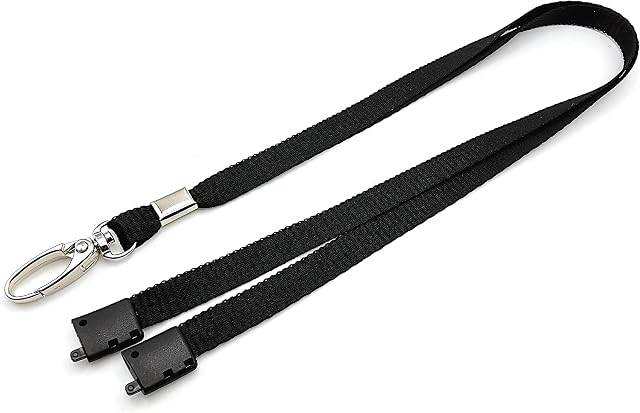 10 x Black Lanyards for ID Badges with Safety Breakaways | Crown Systems Lanyard Neck Straps | Lanyards for ID Card Holders | Office Lanyards