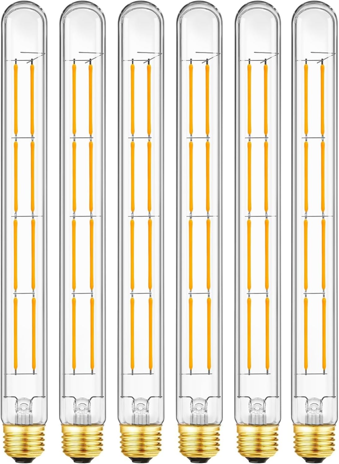 LED Tubular Light Bulbs,E26 Dimmable Long Led Bulbs,10W Equal 100 Watt, 2700K Warm White,11.8in Led Edison Tube Bulb,T10 Clear Glass Cover,6Pack.