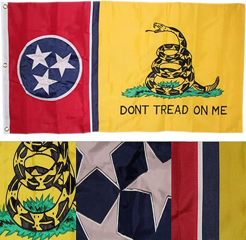 Miniatura 2 de Premium 3x5 Embroidered Tennessee Gadsden Don't Tread 600D Nylon Flag 3'x5' 3 Clips