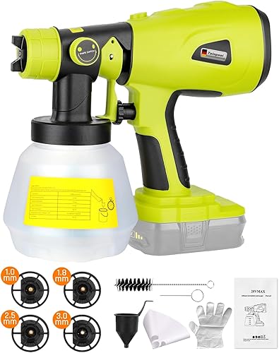 Rociador de pintura inalámbrico para batería Ryobi de 18 V, pistola pulverizadora de pintura HVLP de 200 W para armarios, paredes, muebles, pintura
