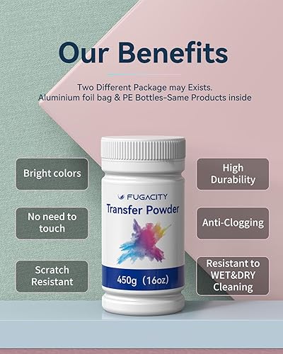 Miniatura 4 de FugaCity DTF - Adhesivo termofusible de transferencia digital blanca para sublimación en polvo, 17.6 onzas17.64 oz DTF PreTreat Polvo de