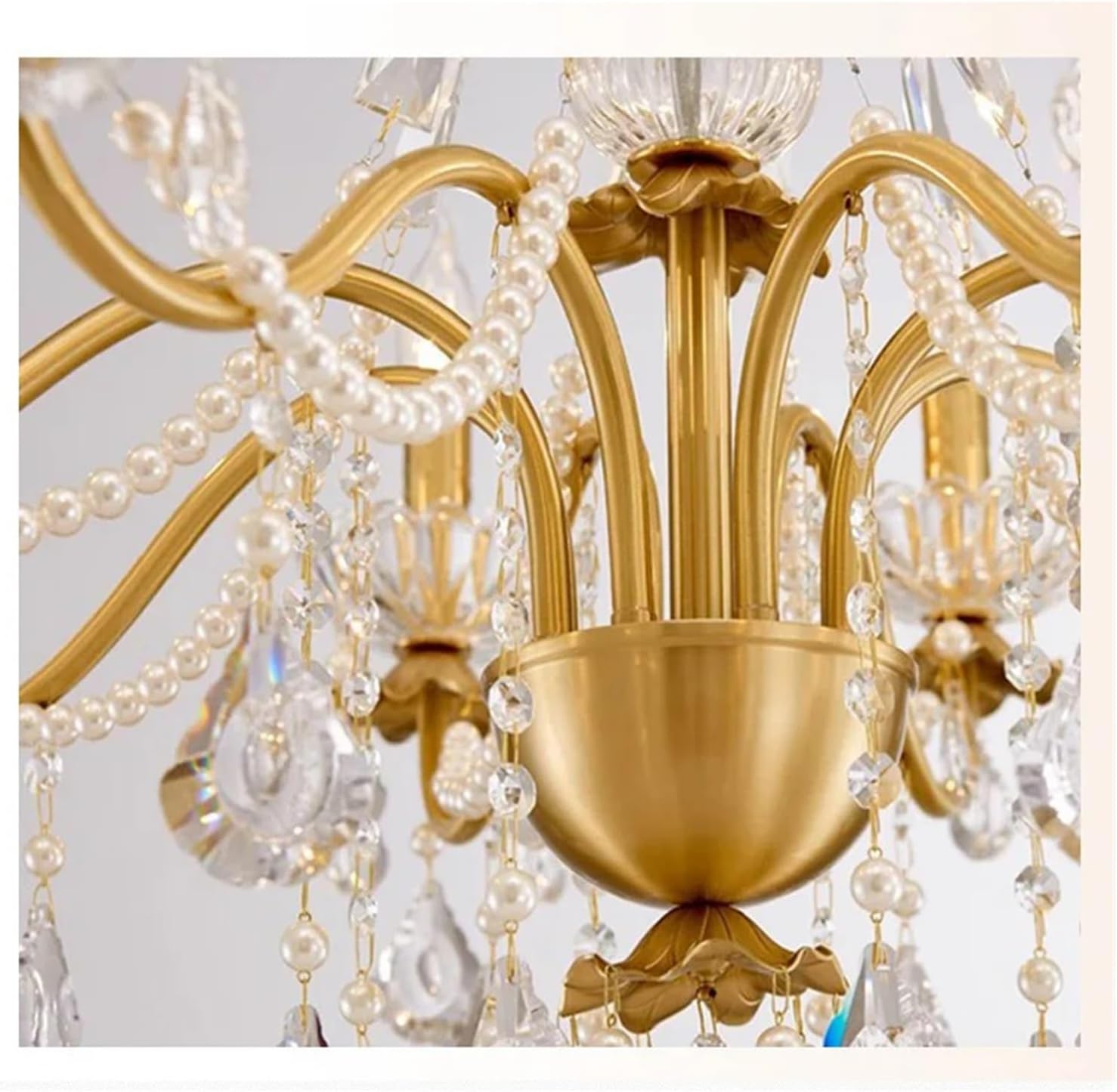 American Retro Gold Luxurious Brass Crystal Chandelier Villa Living Dining Bedroom Room Candle Lights Lustre Decor Pendant Lamps,for Decoration