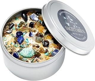 Sagittarius Zodiac Candle (Nov. 22 - Dec. 21) - Soy Candle - All Natural Aromatherapy Candle - Sagittarius Horoscope Candle - Crystal Candles - 8 oz Tin
