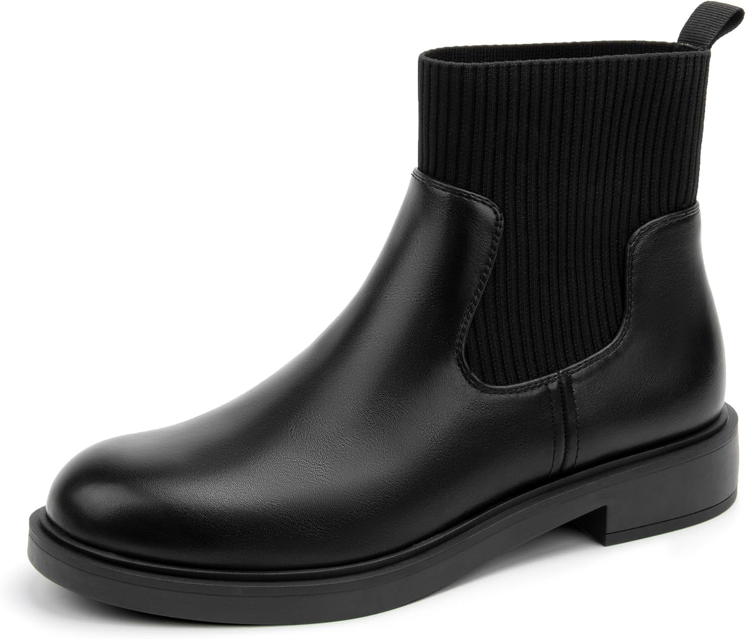 Women's Chelsea Boots Low Heel Slip on Lug Sole Platform Booties Fashion Chunky Elastic Ankle Booties