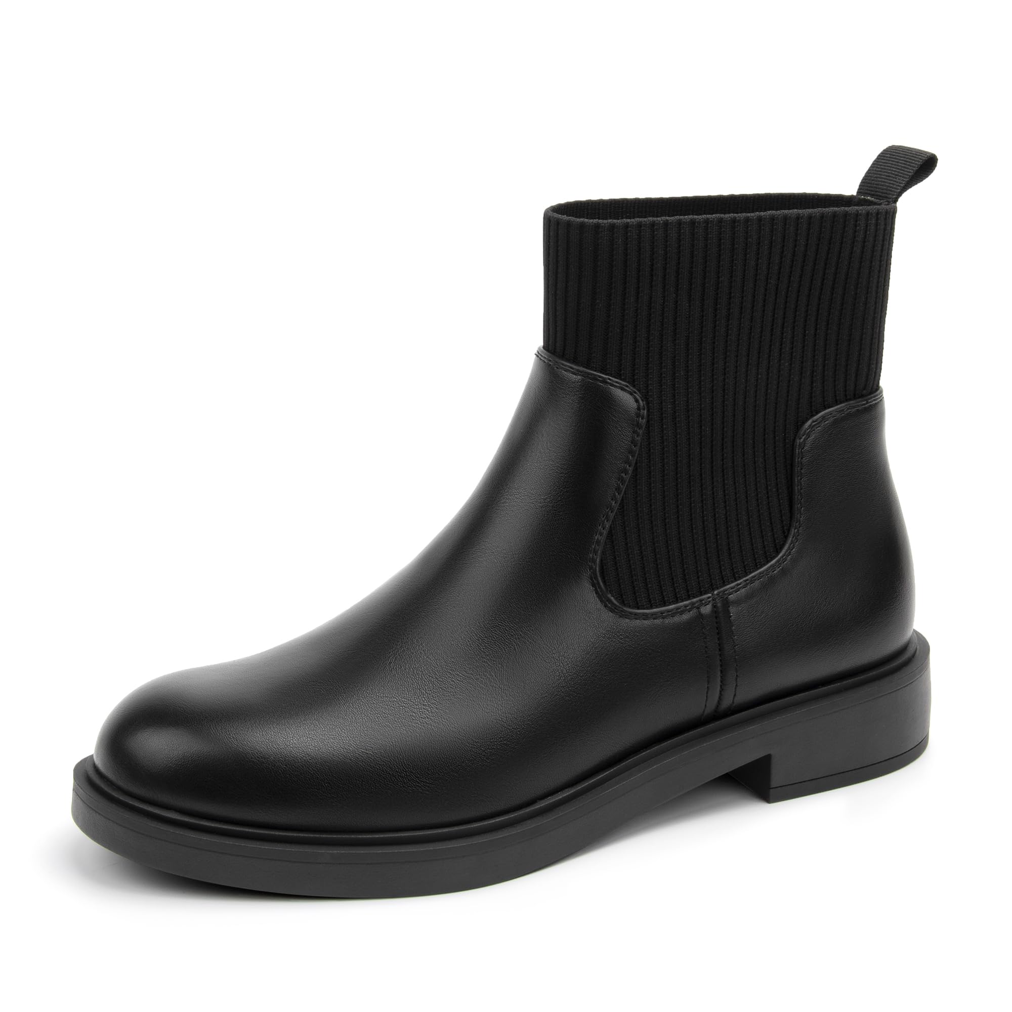 Womens Chelsea Boots Low Heel Slip on Lug Sole Platform Booties Fashion Chunky Elastic Ankle Booties