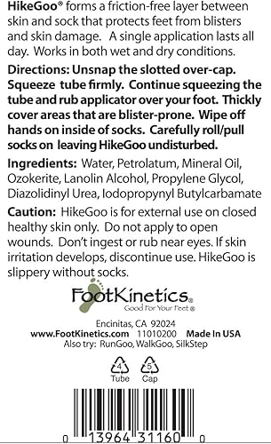 Miniatura 2 de Foot Kinetics HikeGoo Crema de prevención de ampollas para senderismo y mochilero, crema de larga duración, resistente al sudor, evita rozaduras,