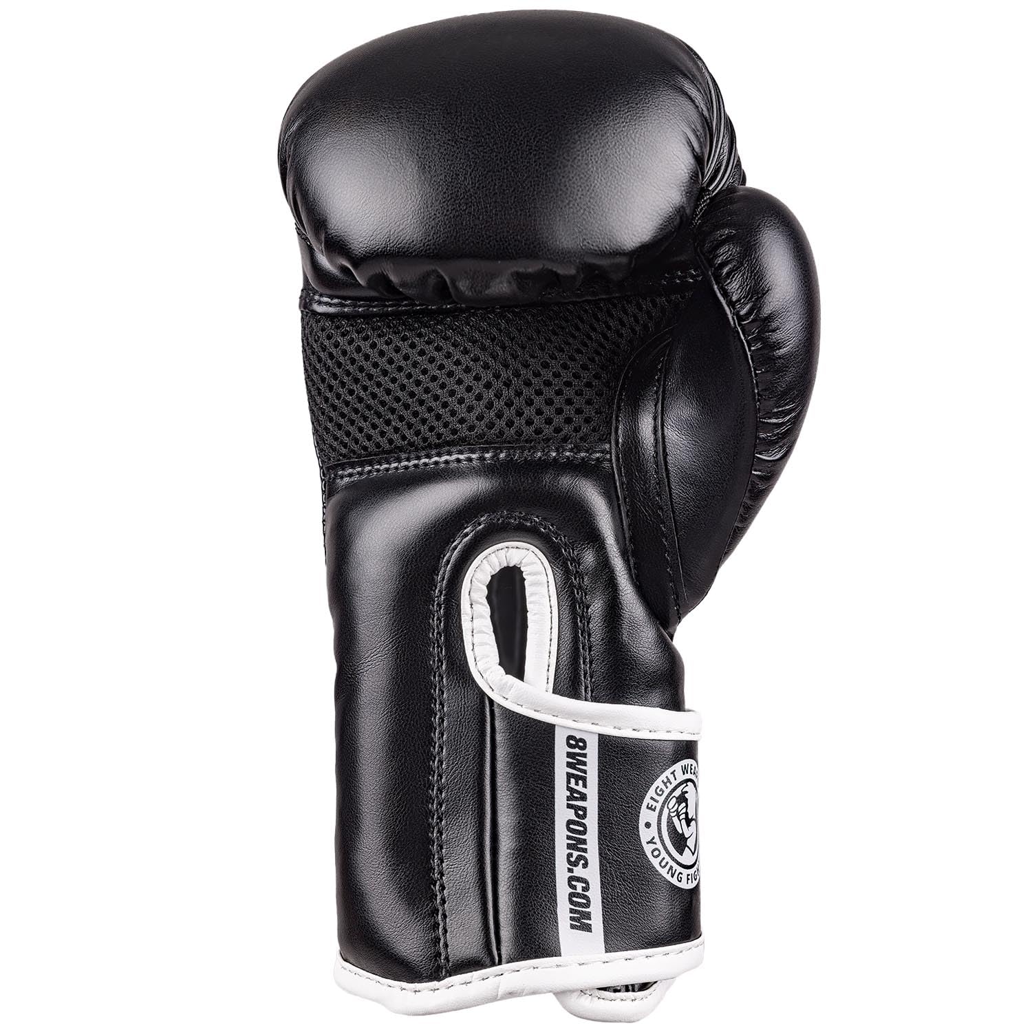 8 WEAPONS Boxhandschuhe Kinder, Unlimited 2.0, Schwarz-weiß, Kinder Boxhandschuhe, Kunstleder, Perfekte Dämpfung für optimalen Schutz, Handschuhe für Muay Thai, K1, Boxen, MMA & Kickboxen