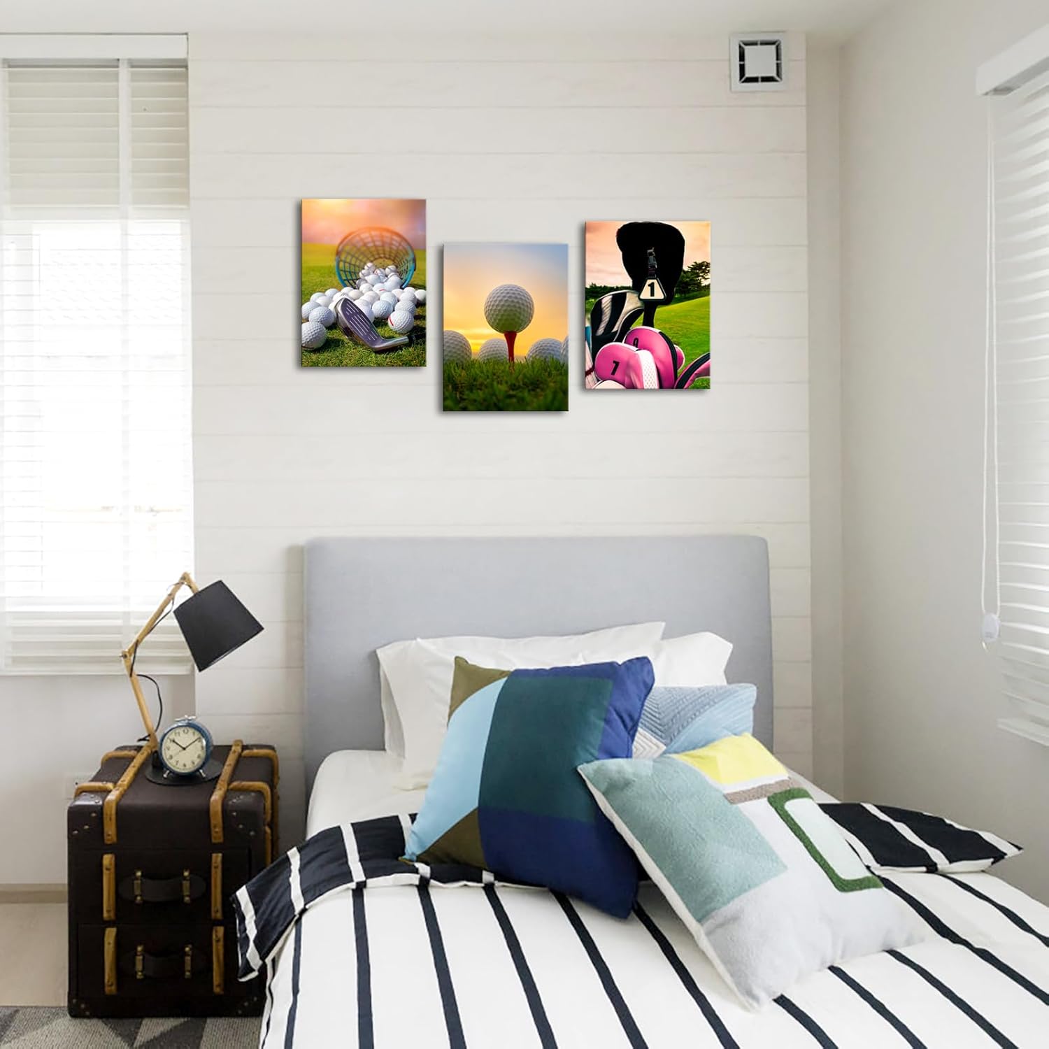Muzenso Golf Canvas Wall Art Set of 3 12x16 Inch Sports Theme Prints Golf Ball and Clubs Artwork for Office Lounge Man Cave Bedroom or Golf Lover Room Decor Stretched Canvas Ready to Hang - Image 4