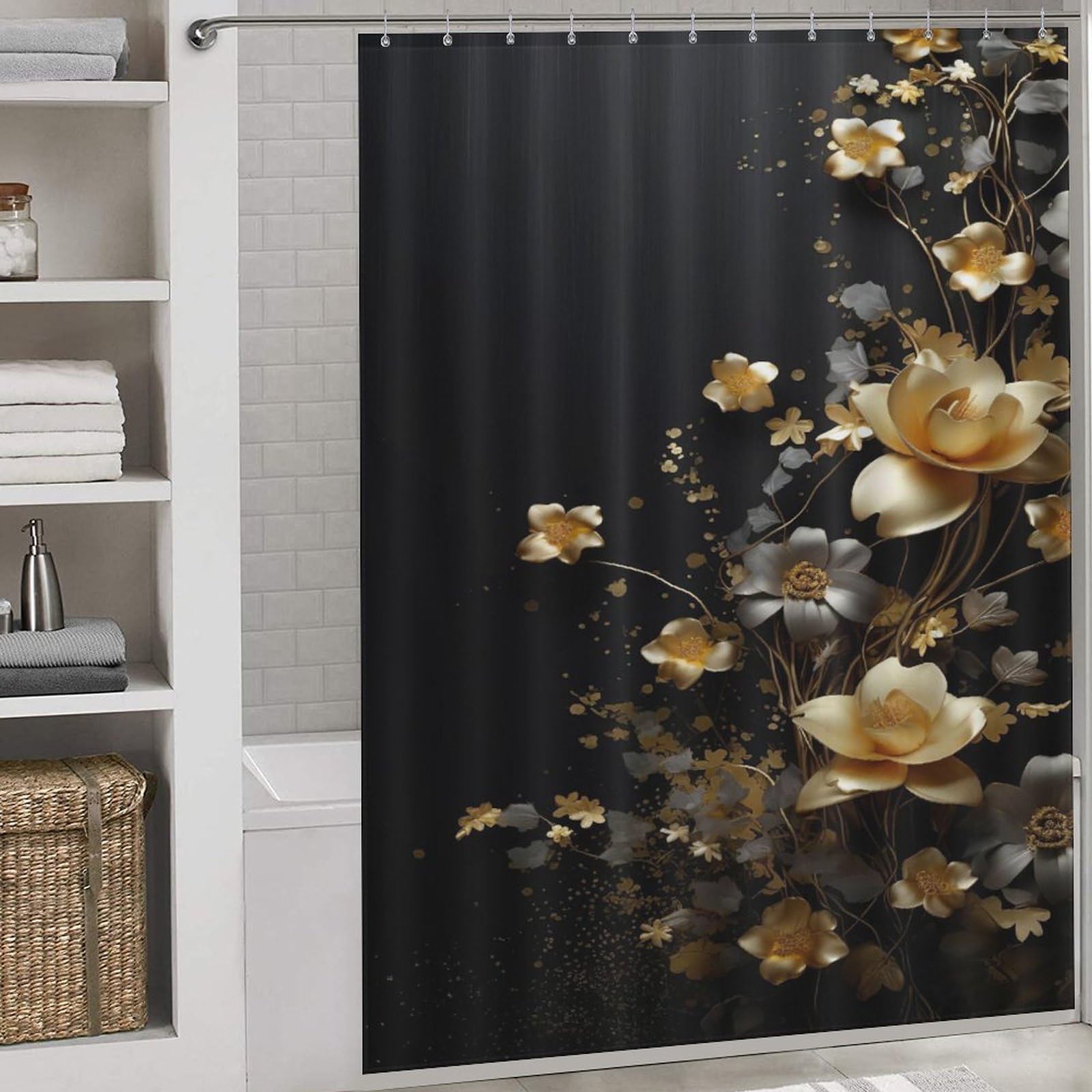 Rideau de douche en polyester de qualité supérieure au motif de fleur