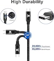 Vista 5 de Cable USB C a C de 1.65 pies, pantalla HD 8K, transferencia de datos de 40 Gbps, cable de carga USB-C de 240 W para Thunderbolt 3/4, MacBook Pro