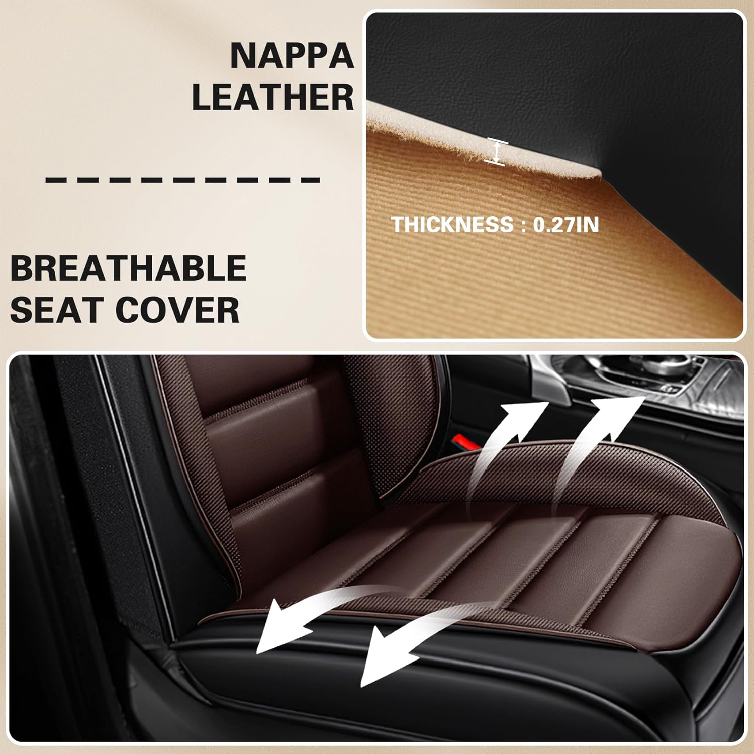 Car Seat Cover Fit for Nissan Rogue 2010-2026 Waterproof Seat Covers,Nappa Faux Leather Breathable and Comfortable,Car Seat Protector Car Interior Accessories (Full Set) Coffee&Black
