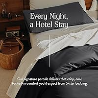 Vista 15 de Brooklinen Funda de edredón de percal de lujo, 100% algodón, fresca, nítida, lazos de esquina extralargos, cierre de botones, suave y transpirable