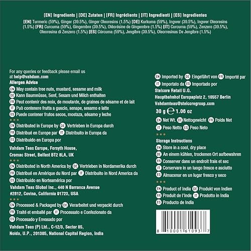 Miniatura 9 de VAHDAM - Mezcla de cúrcuma y jengibre (15 bolsitas de té de hierbas), mezcla 100% de hierbas, cúrcuma y jengibre. Para preparar como té caliente o