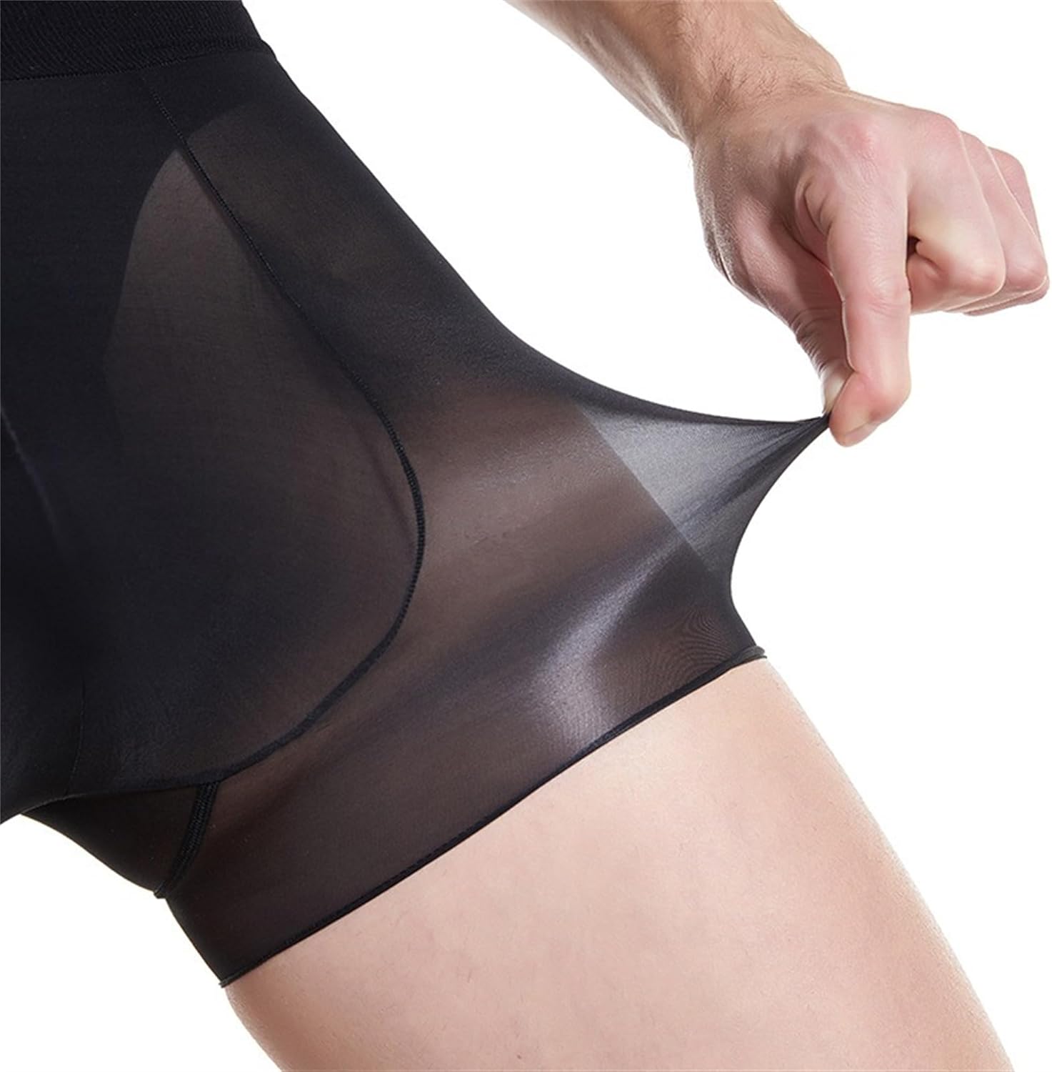 JEKE-DG Men Oily Shiny Ice Silk Underpants Low Rise Briefs Elasticity Trunks See Through Silky Glossy Boxer Briefs
