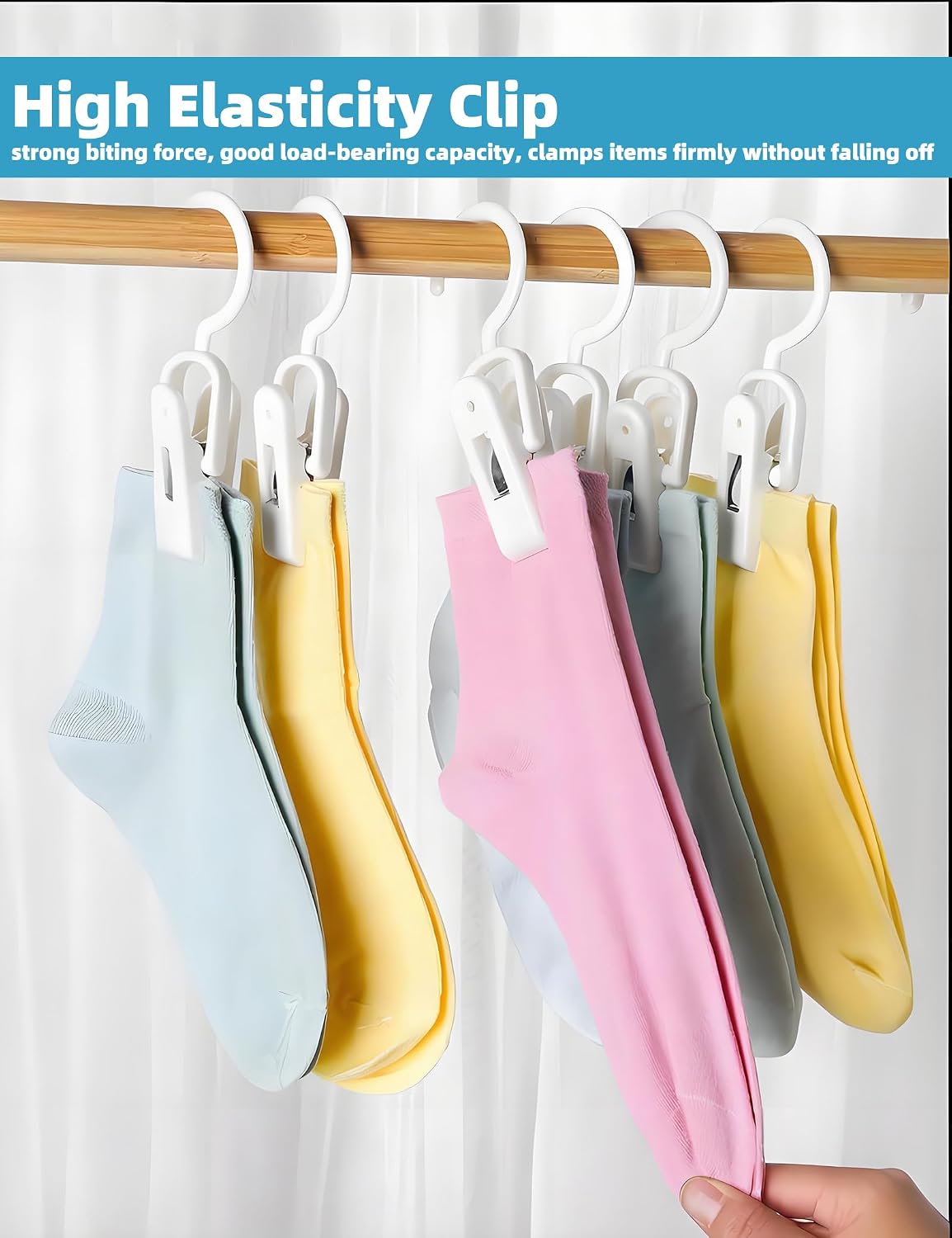20 Pack Laundry Hooks with Clips,Heavy Duty Clothes Pins,Boot Hangers