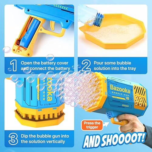 Miniatura 5 de Bubble Machine Blaster - Blue Bubble Gun for Kids, Adults, Automatic Bubble Machine Gun with 69 Holes, LED Lights, 5000 Bubbles per Minute, Funny