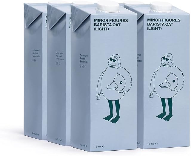 Minor Figures - Light Oat Milk, Barista Standard, 1 Litre x 6 Cartons, Dairy Free & Vegan, No Added Sugar, Long Life