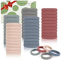 Vista 13 de 100 unidades de gomas de pelo gruesas sin costuras, accesorios para el cabello que no causan daños para cabello grueso, para el Día de San Valentín