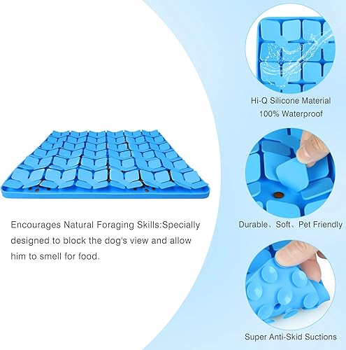 Miniatura 4 de MOOGROU Alfombrilla para olfatear para perros alfombrilla de silicona de primera calidad de 16 x 16 pulgadas juego interactivo de alimentación para