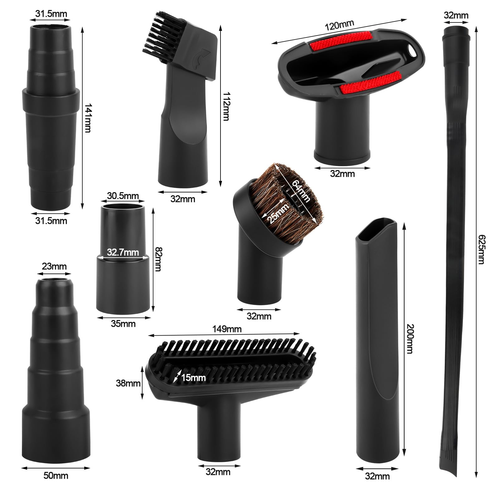 Image secondaire de 9 Pièces Accessoires pour Aspirateur,Embout Aspirateur - Brosse Aspirateur Universel,pour Meubles Brosse Aspirateur Accessoires,
