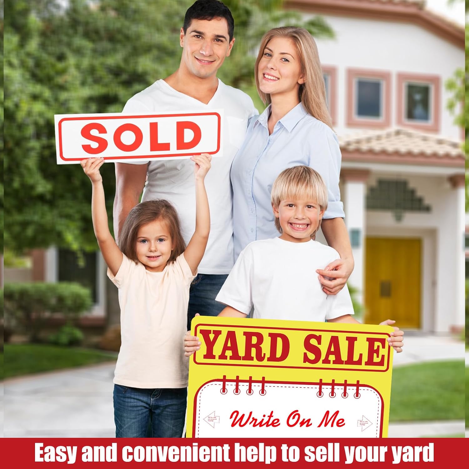 Ferraycle 12 Pack Yard Sale Signs with Stakes 16'' x 12'' High Visibility Garage Estate Sale Signs Weatherproof for Garage House Business or Personal Use(Yellow)